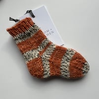 Image 3 of Rust Striped Hand Knitted Baby Socks