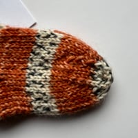 Image 4 of Rust Striped Hand Knitted Baby Socks