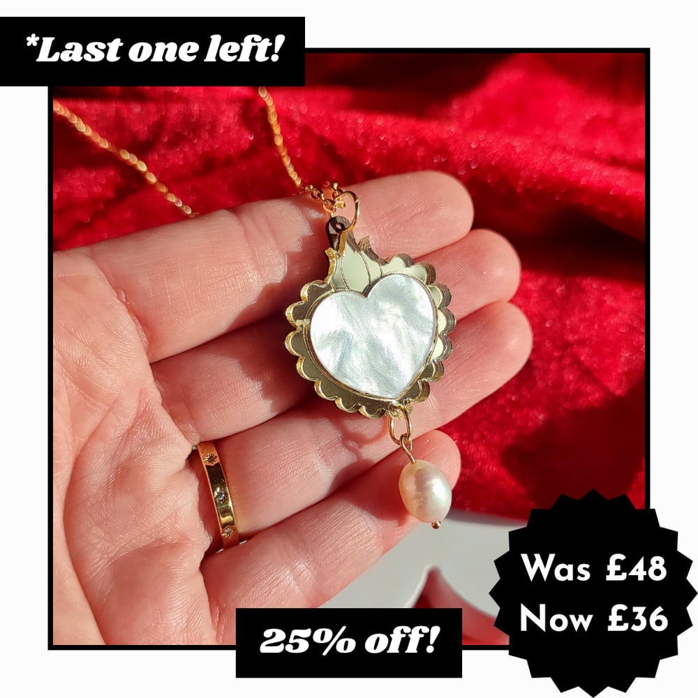 Image of Sacred Heart Freshwater Pearl Drop Necklaces