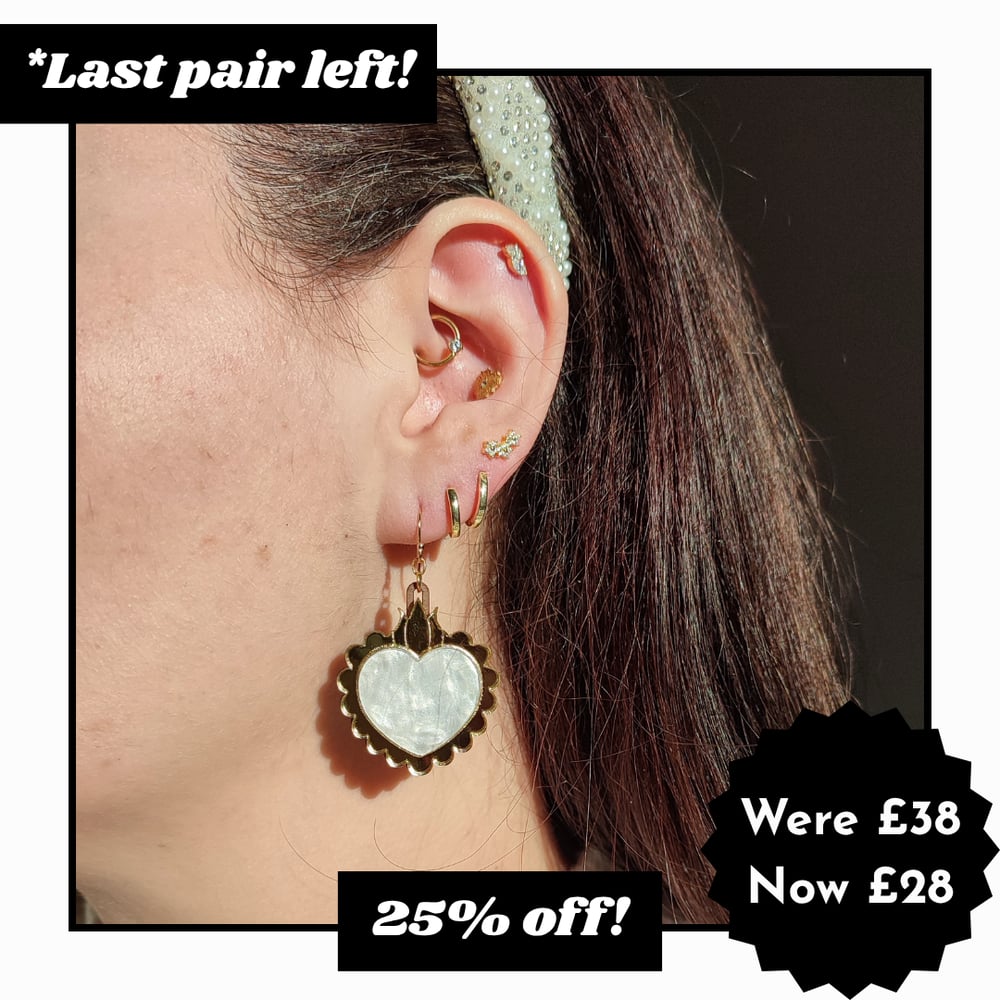 Image of Sacred Heart Stud Drop Earrings