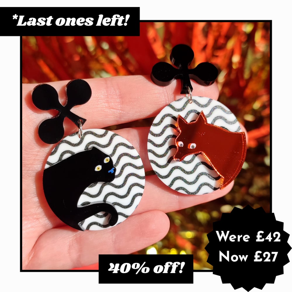 Image of Fox or Panther Statement Acrylic Earrings