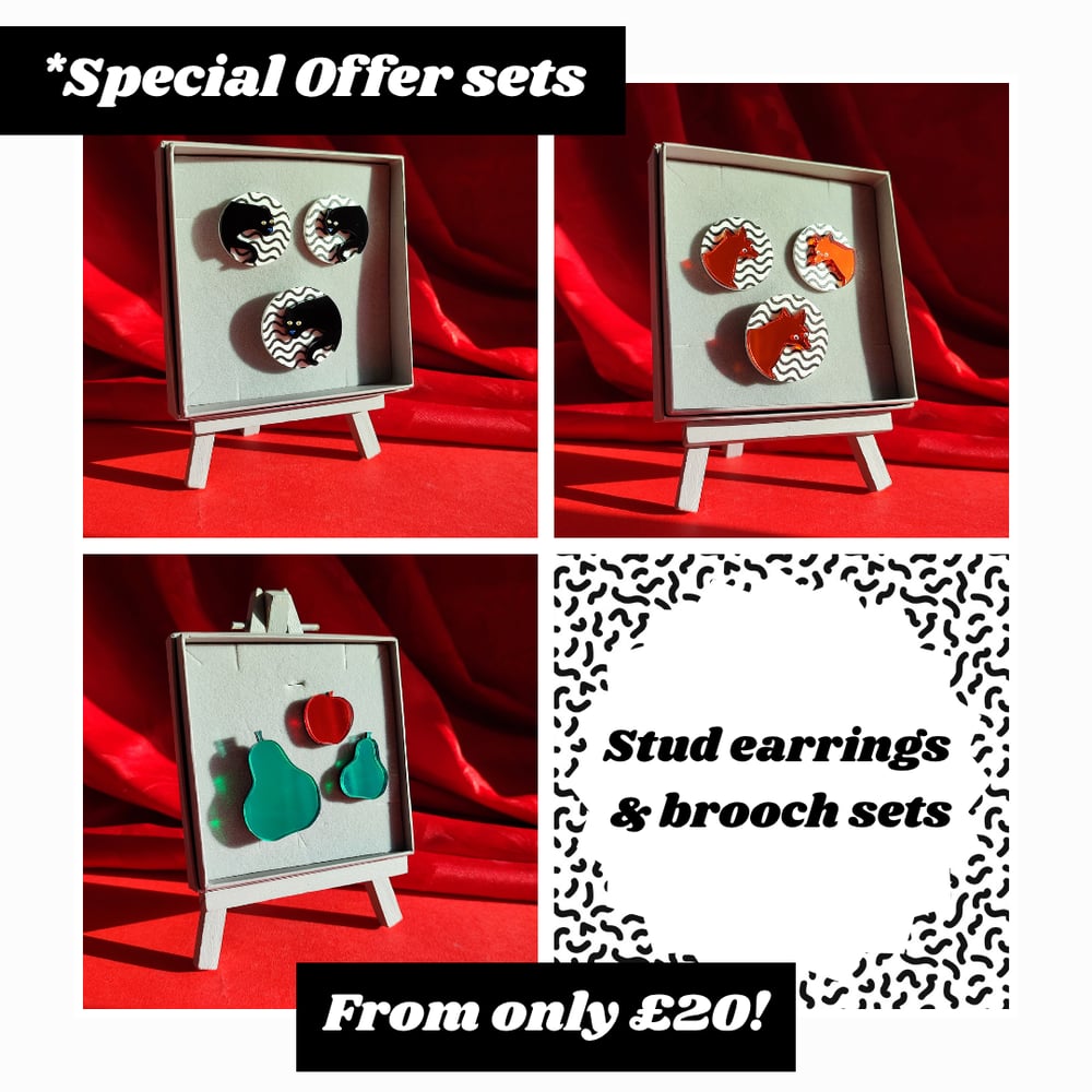 Image of Enzo Mari Inspired Brooch + Stud Gift Sets