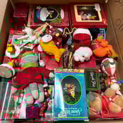 Image of Big ol’ box of Christmas junk! 
