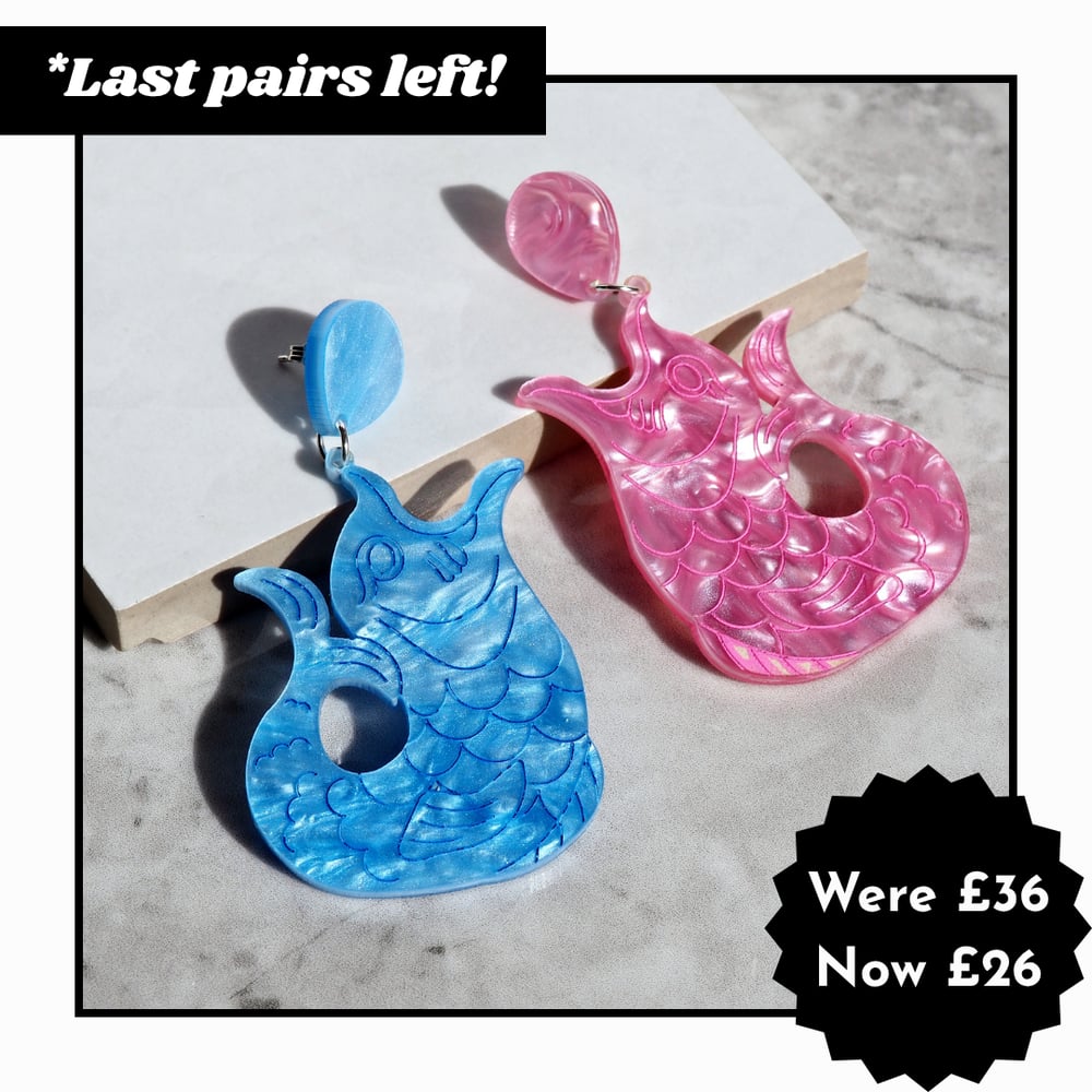 Image of Statement Gluggle Jug Acrylic Earrings - Blue or Pink
