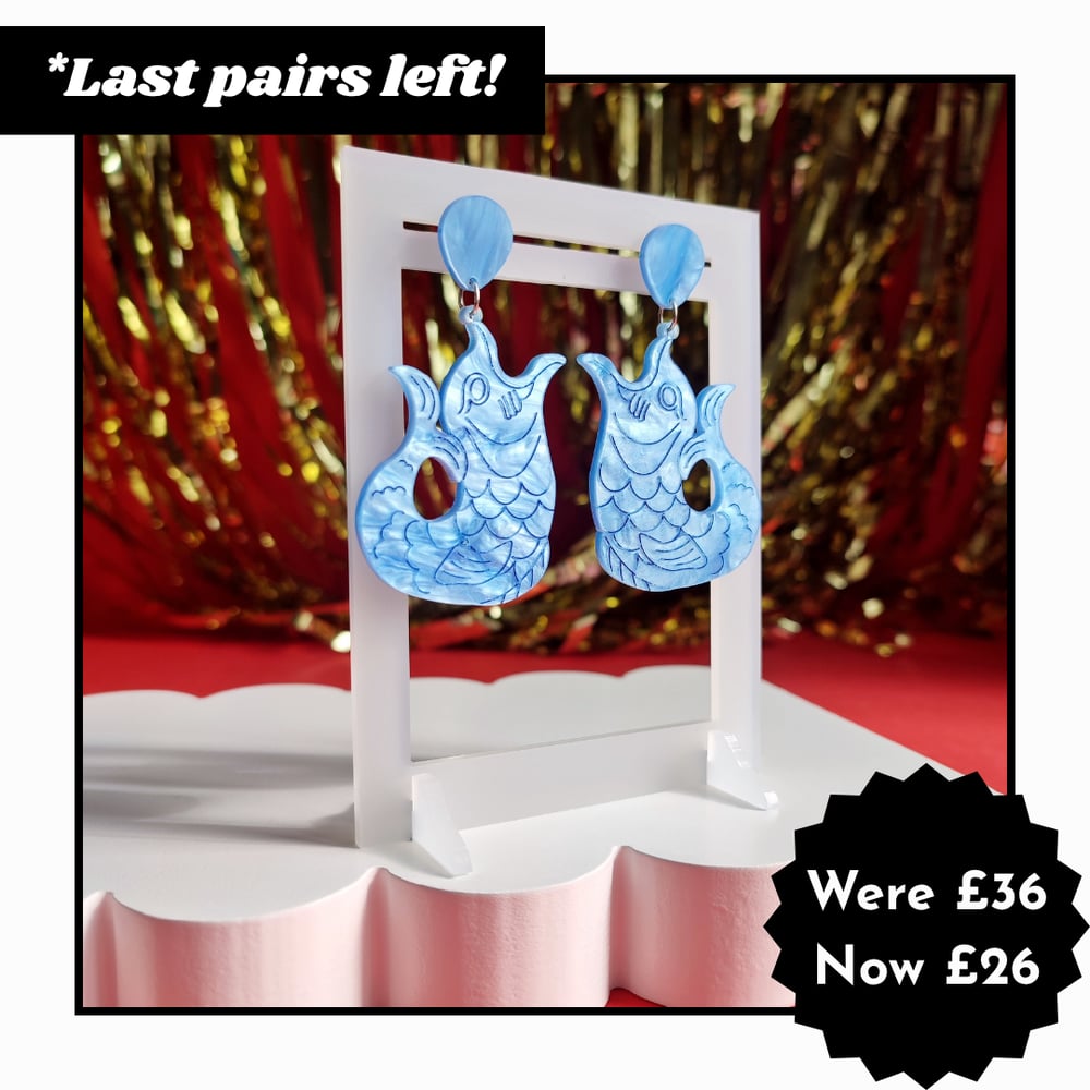 Image of Statement Gluggle Jug Acrylic Earrings - Blue or Pink