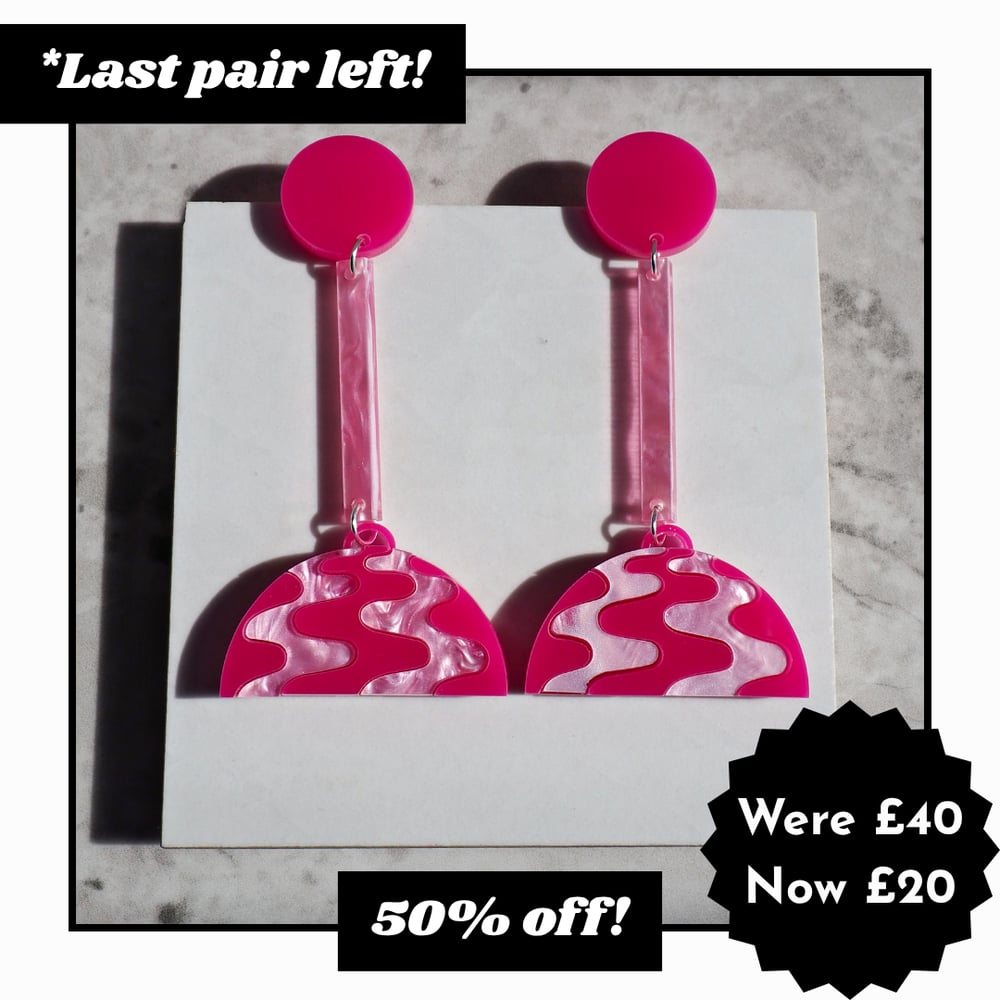 Image of Wavy Panton Flowerpot Statement Acrylic Earrings - Pastel Edition