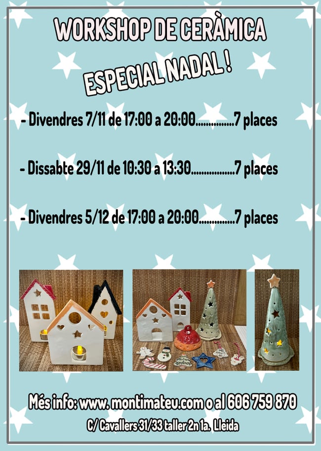 Workshop  de ceràmica. Nadal. Divendres 7 de novembre de 17:00 a 20:00