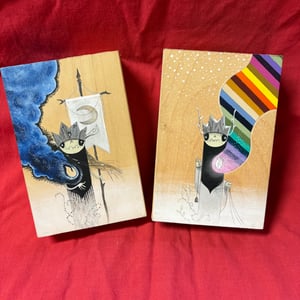 Image of 2 5x7 Original Jeremiah Hammer paintings on wood
