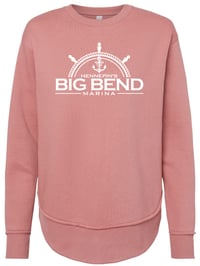 Image 1 of LAT Women's Weekend Fleece Crewneck Sweatshirt White Logo in Mauvelous