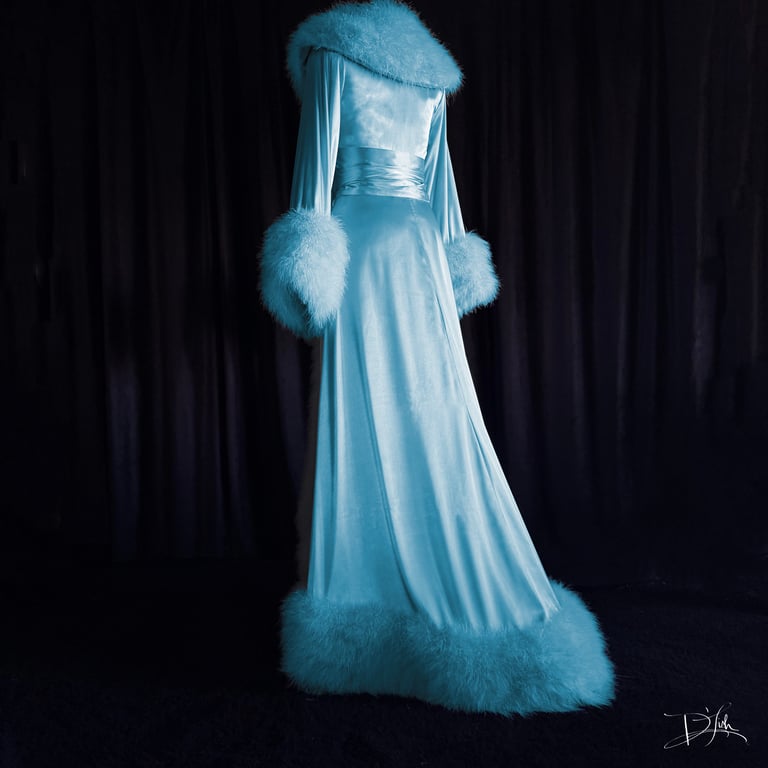 Crystal Blue "Dominique" Dressing Gown | Catherine D'Lish: Boudoir by D'Lish Crystal Blue "Dominique" Dressing Gown | Catherine D'Lish: Boudoir by D'Lish