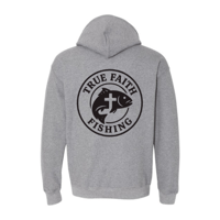Image 2 of  True Faith Fishing Hoodie - Heather Grey - Black Logo