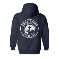 Image 2 of True Faith Fishing Hoodie - Navy - White Logo