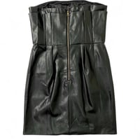 Image 2 of CHOOSY- Faux Leather Strapless Mini Dress- Black