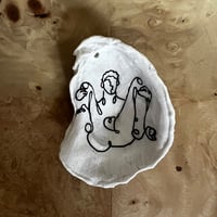 Image 1 of Gold Abstract Open and Ready 2 Oyster  Erotic Ornament/Incense Holder/Jewelry Bowl
