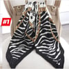 Pleated Zebra Chain Print Bandana Square Neck Scarf