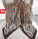 Pleated Zebra Chain Print Bandana Square Neck Scarf