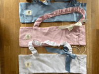 Image 2 of Baby Blue Linen Shoulder Baguette Bag