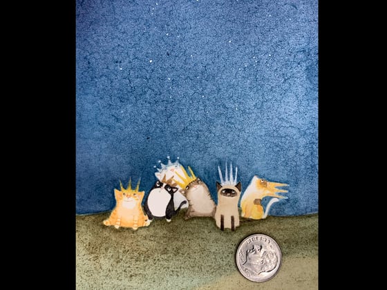 Image of Crowns - a tiny original watercolor 