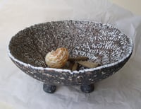 Image 11 of Rustic Papier-Mâché Bowl with Fern Imprint and Four Legs – Handmade Art