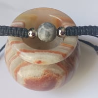 Image 1 of Jasper 3 Bead Black Bracelet