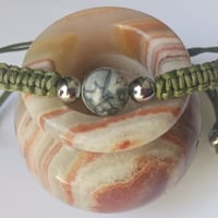 Image 1 of Jasper 3 Bead Olive Green Bracelet