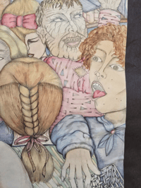 Image 4 of Original 1989 GCSE Art Exam Piece – Tang K Y – Crowd Scene Illustration