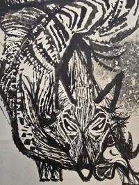 Image 4 of Original signed ink drawing "Back Cover" – Wolf and Hunters