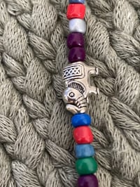 Image 2 of 22" Vibrant Multicolored Bead Necklace with Elephant Charms