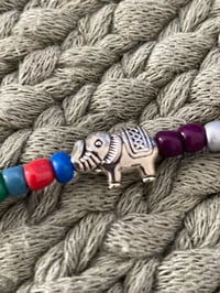 Image 4 of 22" Vibrant Multicolored Bead Necklace with Elephant Charms
