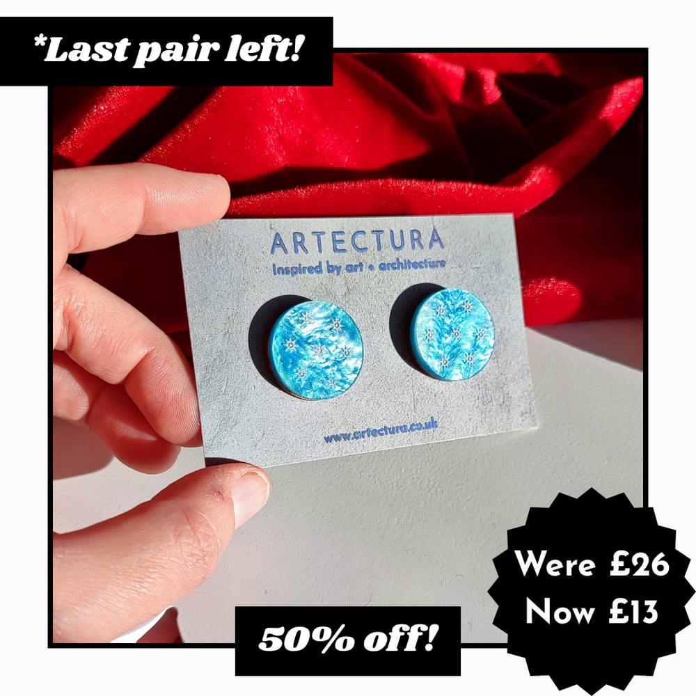 Image of Byzantine Celestial Midi Studs - Sky blue/White