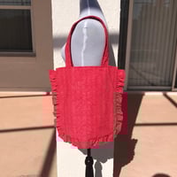 Image 1 of Handmade Red Floral Ruffle Tote Bag