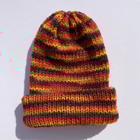 Image 1 of Double Layer Knit Beanie - 100% Wool - Fall Multicolor