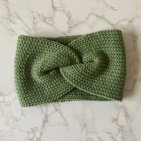 Image 1 of Knit Ear Warmer/Headband - Green - Handmade