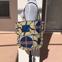 Image 1 of Handmade Blue Ankara Ruffle Tote Bag - African Print