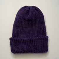 Image 1 of Double Layer Knit Beanie - 100% Wool - Royal Purple