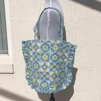 Image 1 of Handmade Floral Ruffle Tote Bag