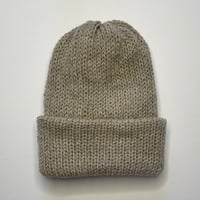 Image 1 of Double Layer Knit Beanie - 100% Wool - Oatmeal