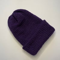 Image 2 of Double Layer Knit Beanie - 100% Wool - Royal Purple