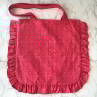 Image 2 of Handmade Red Floral Ruffle Tote Bag