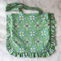 Image 2 of Handmade Green Floral Ruffle Tote Bag