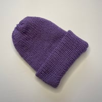 Image 2 of Double Layer Knit Beanie - 100% Wool - Lilac
