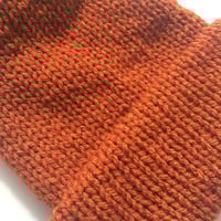 Image 2 of Double Layer Knit Beanie with Removable Pom Pom- 100% Acrylic - Burnt Orange