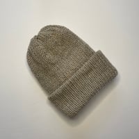 Image 2 of Double Layer Knit Beanie - 100% Wool - Oatmeal