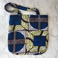 Image 2 of Handmade Blue Ankara Tote Bag - African Print