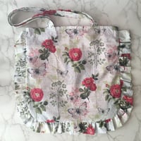 Image 2 of Handmade Butterflies and Roses Ruffle Tote Bag