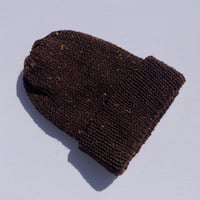 Image 2 of Double Layer Knit Beanie - 100% Wool - Chestnut Tweed