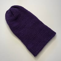 Image 3 of Double Layer Knit Beanie - 100% Wool - Royal Purple