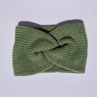 Image 3 of Knit Ear Warmer/Headband - Green - Handmade