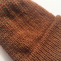 Image 3 of Double Layer Knit Beanie with Removable Pom Pom- 100% Acrylic - Brown