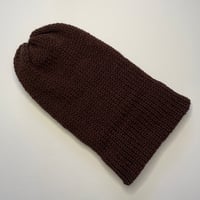 Image 3 of Double Layer Knit Beanie - 100% Wool - Dark Brown